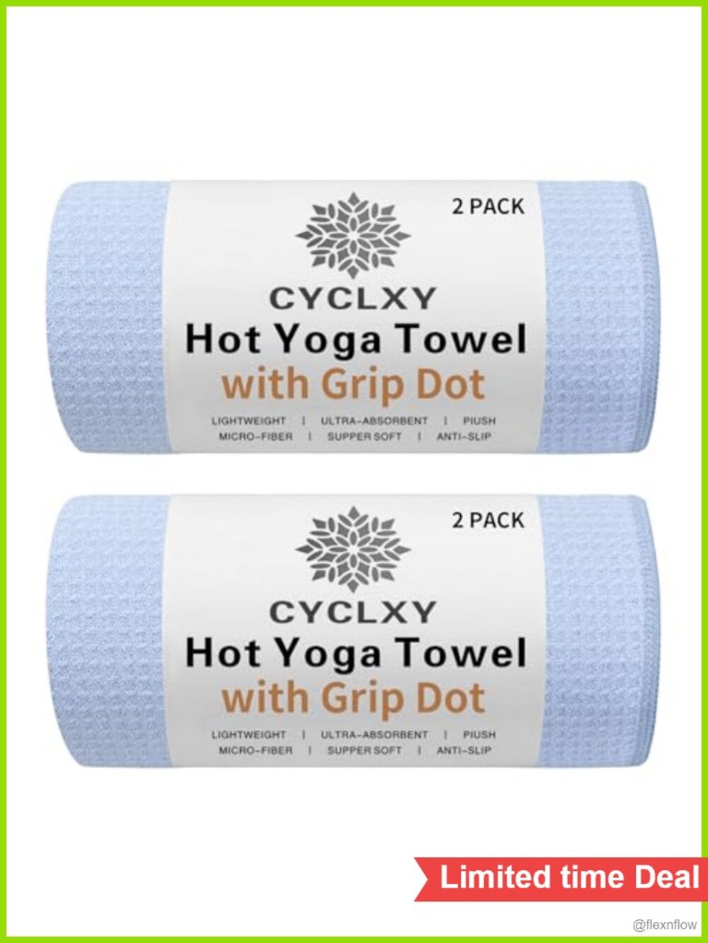 2 Pack Hot Yoga Towel with Grip Dot Non Slip Microfiber Sweat Absorbent